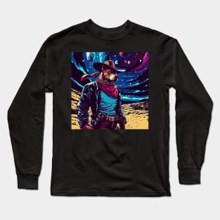 Cool cartoon dog cowboy in space Long Sleeve T-Shirt